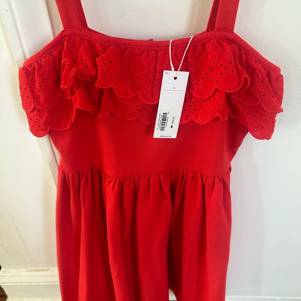 Red Sleeveless Dress with Eyelet Detail